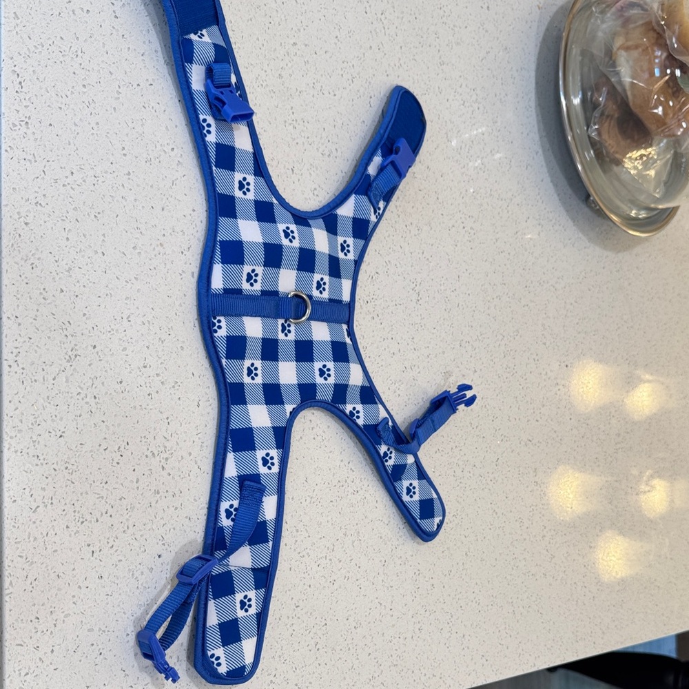 Blue Checkered Dog Harness